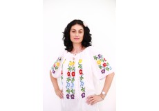 Ie damă cu mânecă scurtă model floral multicolor